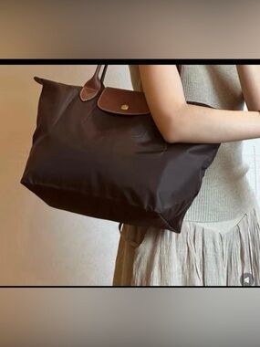 Longchamp Le Pliage folding tote bag medium size Ebony brown color